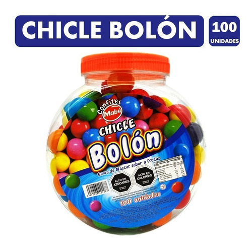 Chicle Redondos De Colores - Chicle Bolón (fraso Con 100uni)