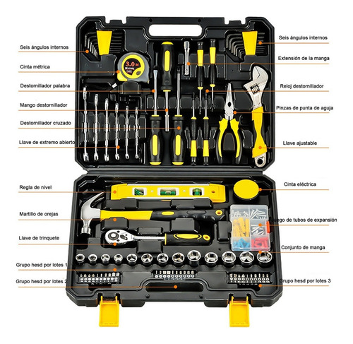 Goxawee® 108pzs Juego De Herramientas Mecánicas Desarmadores Kit Combinadas para automóvil