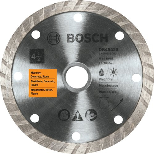 Hoja De Diamante Bosch Db4542s 4-1/2puLG Turbo Rim, Plata