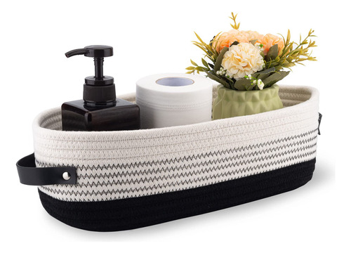 Cesta De Inodoro De Algodón Soporte Papel Higiénico Decoraci Negro