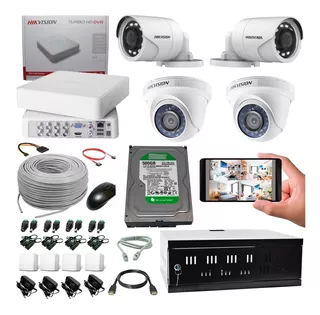 Cctv Hikvision Kit Dvr 8ch + 4 Cám +disco Duro + Gabinete