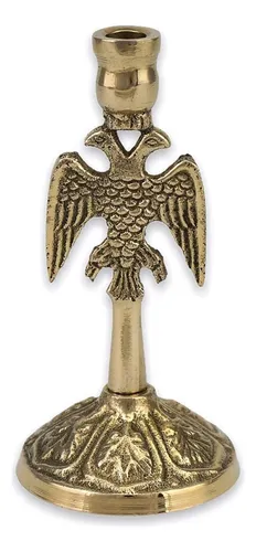 Candelador De Latón Ortodoxo: Diseño Bizantino De Águila De