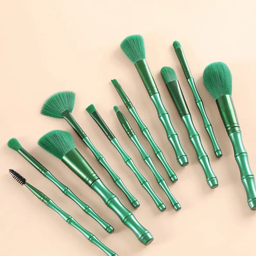 Set De 11 Brochas De Maquillaje Con Mango Y Cerdas De BambĂș