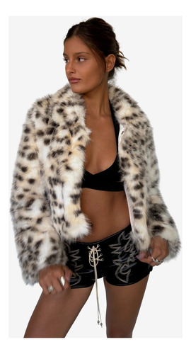Saco Wild: Abrigo De Piel Sintética Animal Print Mujer