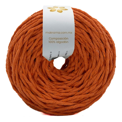 Hilo Cordón Hilaza Algodón Para Tejer Macramé 3mm 100m Color Naranja