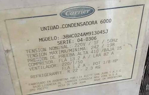 Aire Acondicionado Carrier Split 220v 9000 Frigorias Envios (Usado)
