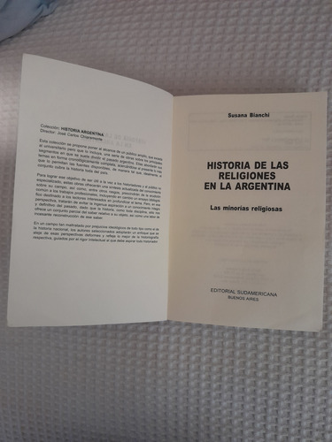 Historia De Las Religiones En La Argentina, Susana Bianchi (Usado)