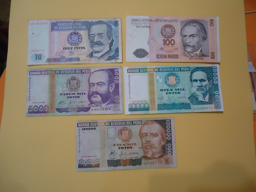 Billetes Del Perú Lote De 5 Pc