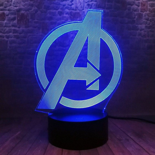 Lámpara Led Logo Avengers Marvel Superheroes Rgb Base Táctil