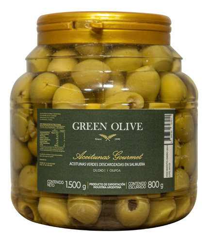 Aceitunas Verdes Desc. Green Olive N° 000 X 800 Gr. Esc. Pet