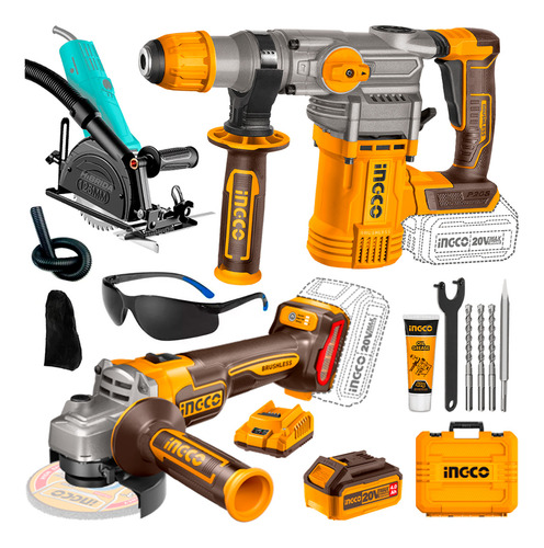 Rotomartillo Inalámbrico Brushless +amoladora 20v +adaptador