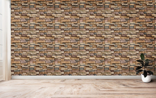Imagen 2 de 3 de Papel Tapiz De Piedra Laja Ladrillo Autoadherible Pared 3mts