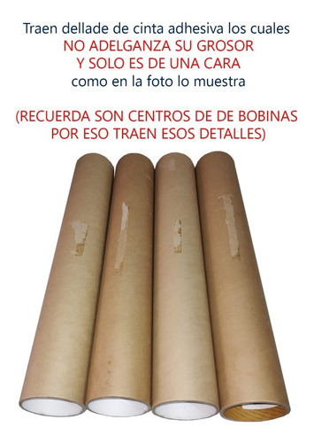 12 Tubos De Carton Nucleo Macizo De 50x8.5 Centimetros