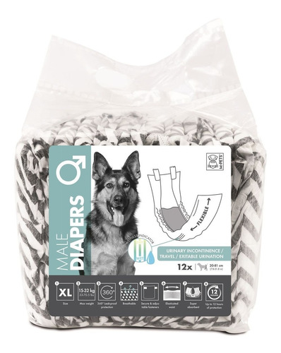 Pañales Para Perros - Macho - Talle Xl - Pack 12 Unidades