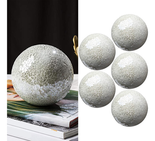 Juego De Cuencos De Centro De Mesa De Bolas De Plata 5pcs