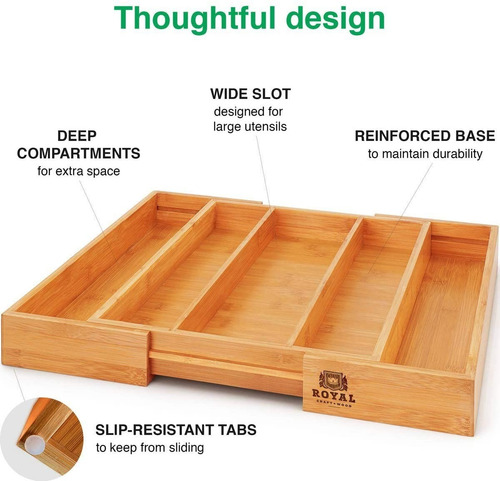 Imagen 5 de 7 de Organizador De Cajones De Cocina De Madera De Bambú