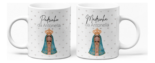 Believe Kit 2 Canecas Padrinho E Madrinha Nossa Senhora Aparecida Cor Branco