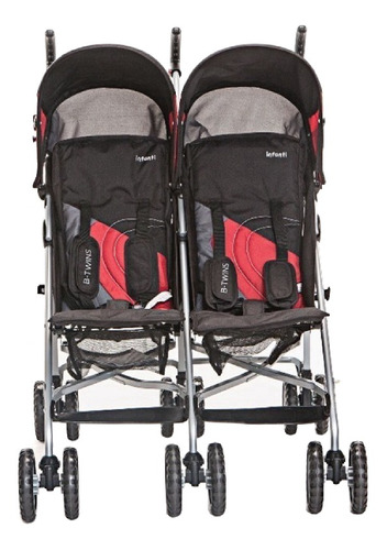 Coche de paseo doble Infanti Twin RM165 negro/rojo con chasis color gris