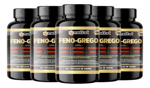 Kit 5x Feno-grego 500mg 60capsulas - Melfort