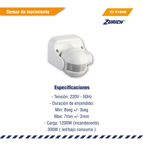 Sensor Detector Movimiento Infrarrojo Apto Led 180° P