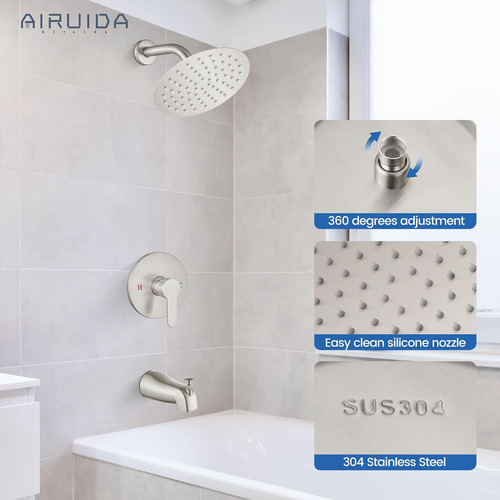 Juego De Grifos De Ducha Airuida Con Forma De Lluvia Redonda