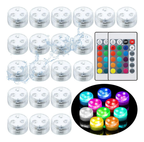 20 Piezas Mini Luces Sumergibles Con Remoto Impermeable Pequ