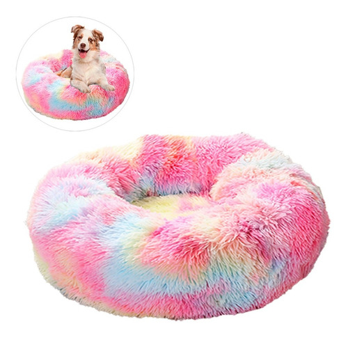 Cama Nido Puff Felpa Extra Suave Perro Mascota Grande Color Rosa