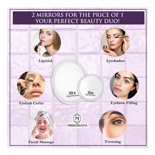 Mirrorvana Magnify Mirror Set 30x Y 20x Espejo De Maquillaje Blanco