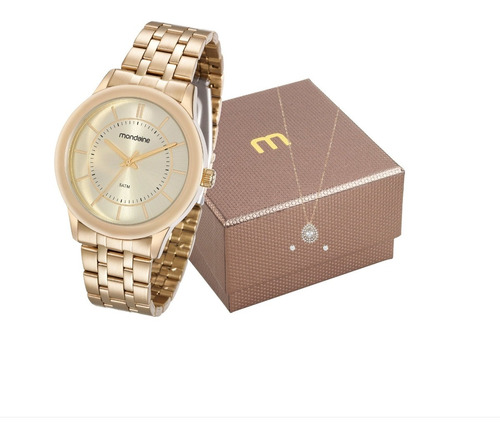 Relógio Mondaine Feminino Kit Colar E Brincos 83338lpmvde1