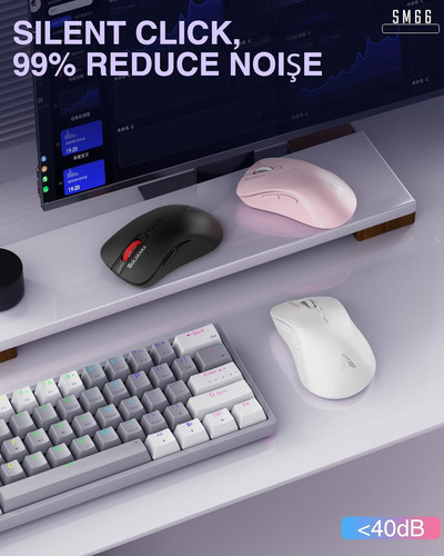 Solakaka Sm66 Blanco Silencioso Modo Dual Bluetooth/2.4gh...
