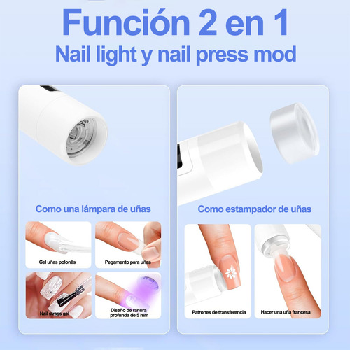 Lampara De Uñas, Secador De Uñas Portátil Y Soporte Mini Led Cabina Para Uñas Blanca 5v