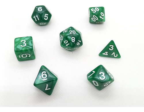 Set 7 Dados Rol - Emerald Grove Verde Marmolado Muy Lejano