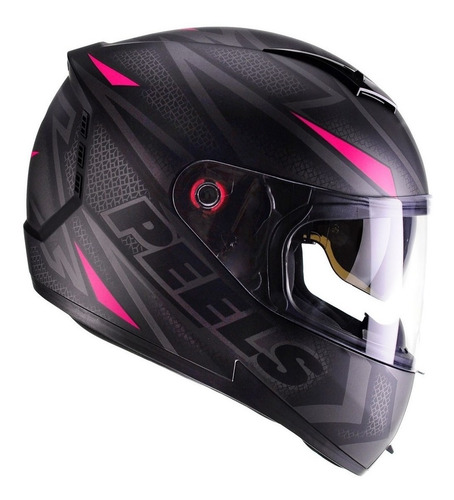 Imagem 1 de 6 de Capacete Feminino Moto Peels Icon Fast Preto Rosa C/ Óculos