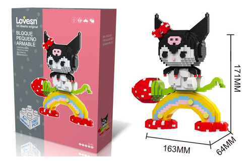 Kuromi Hello Kitty Sanrio Set Bloques Armables 3d Kawaii Cantidad De Piezas 1567 1567