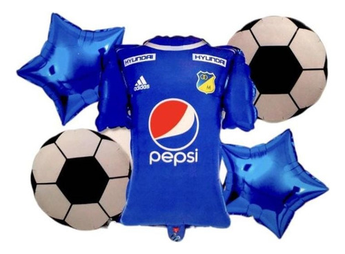 Set De Globos Metalizados De Equipos Millonarios Santa Fe 