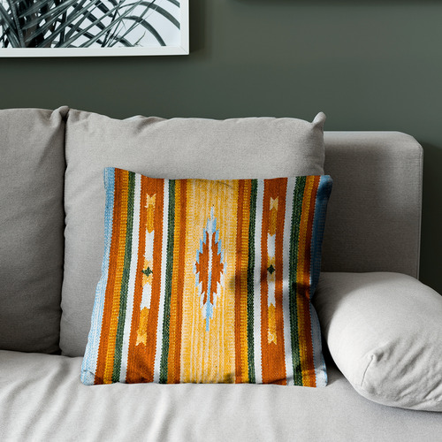 2 Capa De Almofada Kilim 100% Algodão 45x45 M04 Cor D4kil Amarelo Azul Vermelho Verde Laranja Cru