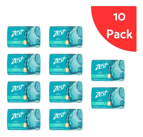 10 Pzs Jabón En Barra Zest Aqua 150g Glicerina Y Vitamina E