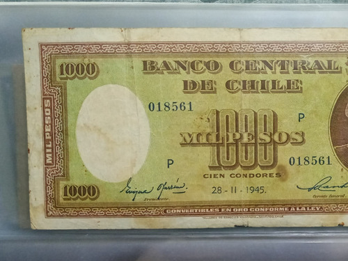 Billete 1000 Pesos Chile Año 1945