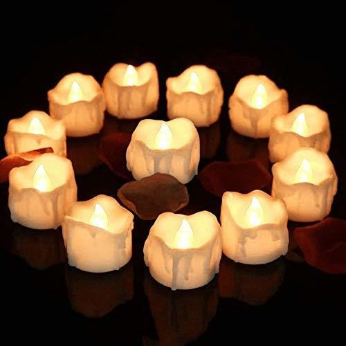 Juego De 12 Velas De Té Con Luz Led Sin Llama Con Temp...