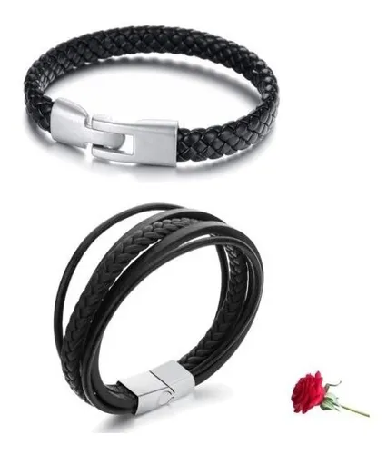 comprar 2 X Pulsera Punk Cuero Único Hecho A Mano Trenzada Pulsera J