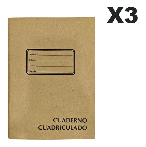 Cuaderno Libreta Cuadriculado Escolar Engrapado Grande