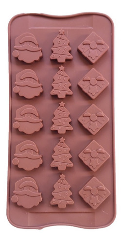 Molde De Navidad De Silicona Para Chocolatinas Con 3 Motivos