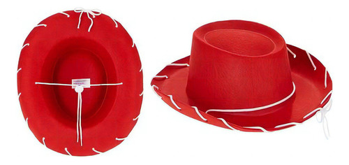 Chapéu Feltro Vermelho Cowboy Vaqueiro Rodeio Fantasia