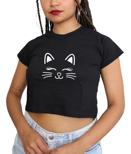 Cropped Feminino Gatinho Fofo Cat Lovers Gato Pet Meow