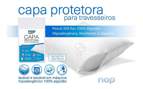 Imagem 4 de 8 de Capa Protetora De Travesseiros Repelente A Líquidos Nap Home