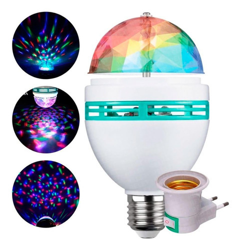 Lampada Led Mini Party Light Giratoria Rgb Globo Luz Balada