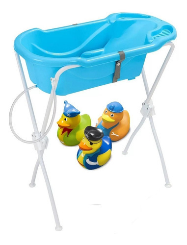 Banheira Azul & Brinquedos Para Banho Patos Fantasia