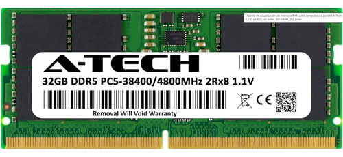 Memoria Ram A-tech, 32 Gb, Ddr5, 4800 Mhz, Pc5-38400