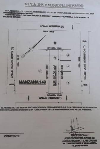 Imagen 4 de 4 de Lote - Terreno - 400 M2 - Mariano Acosta