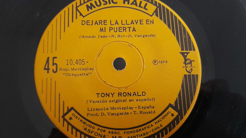 Vinilo Single Tony Ronald Dejare La Llave De Mi Puerta (h2